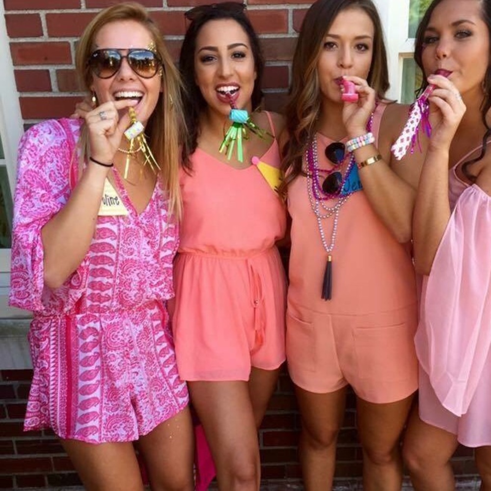 Pink patterned romper